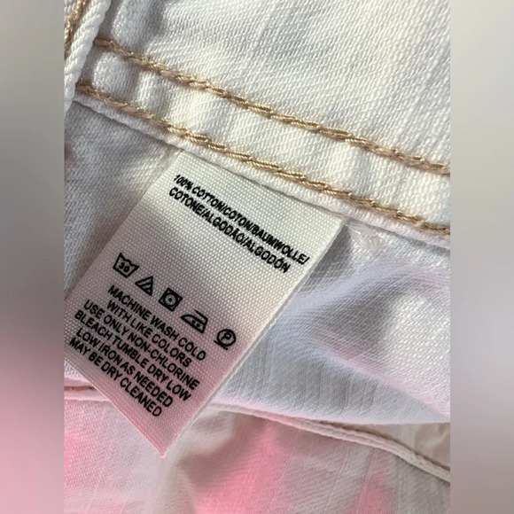 Free People Off White Denim Trucker Boyfriend Distressed Oversized Jacket XS - Picture 11 of 12